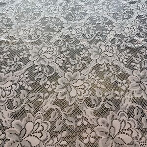 Vintage White Lace Tablecloth Medium Size 72.5” x 50” Floral Fabric Grannycore